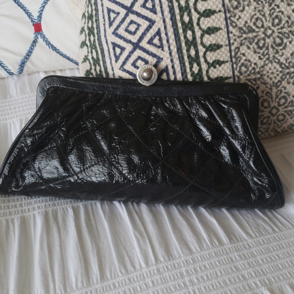 Bally patent leather clutch